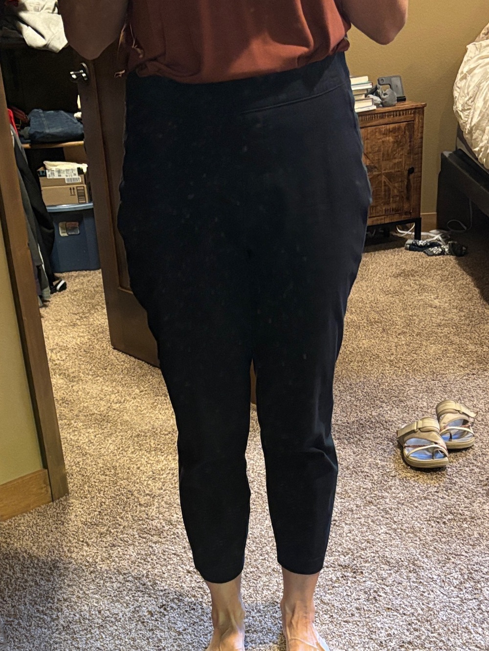SPANX Navy High-Waist Cropped Ponte Pants EUC